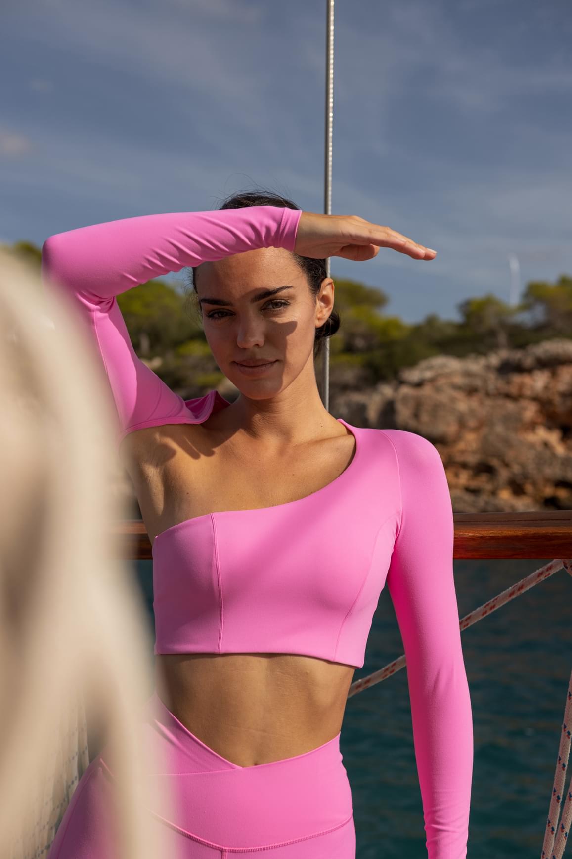 Unique Cut Long Sleeve Crop Top - WISKIIWS315pinkhollywoodS