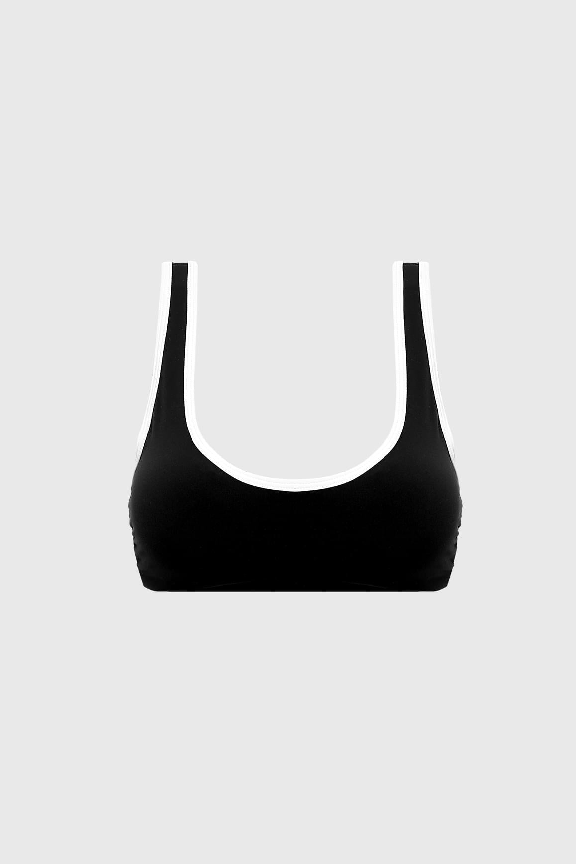 Vintage Contrast Piping Bra - WISKIIWS708blackivoryS