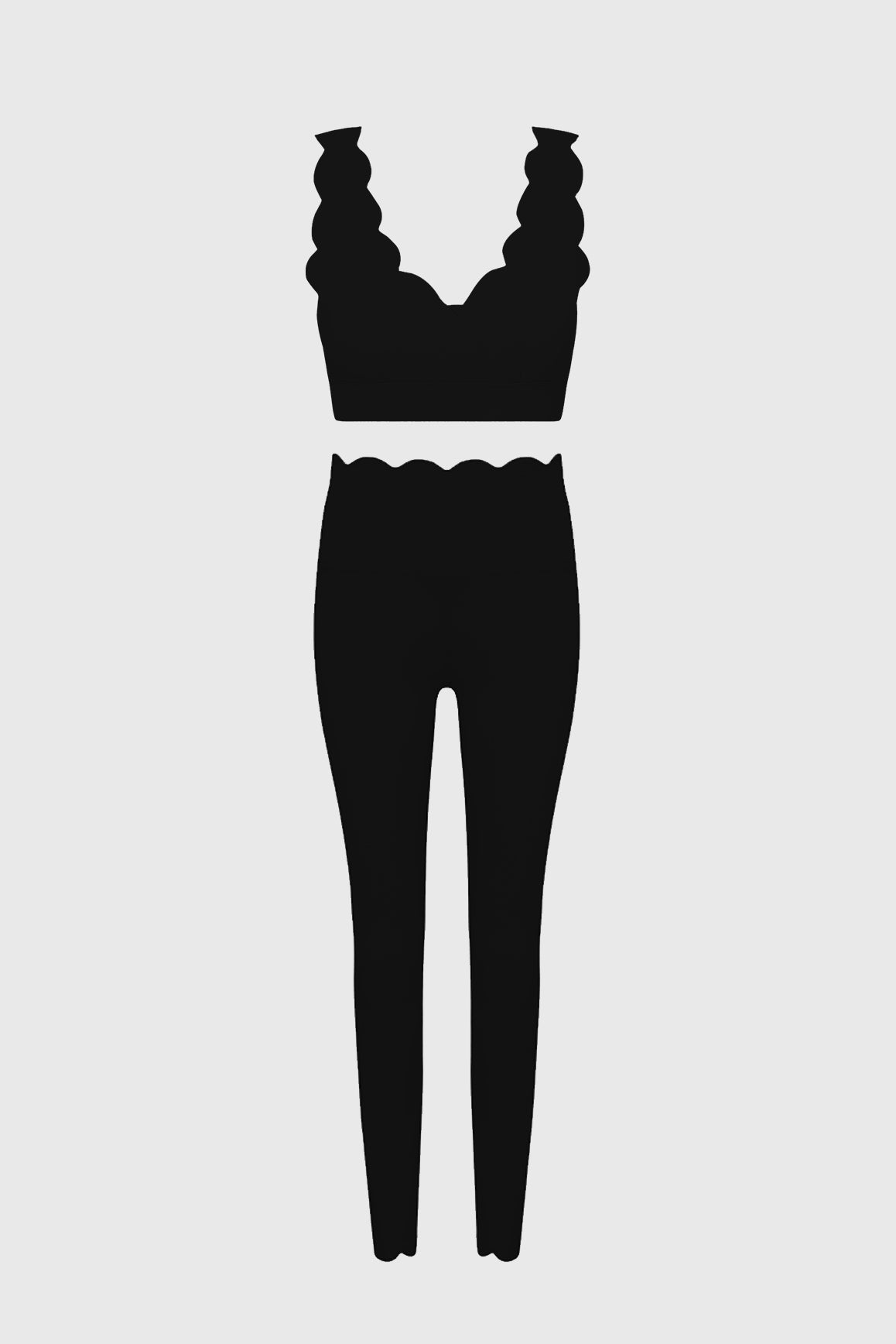 Model wears WISKII Elegant Scallop Set|WISKII|Black Set