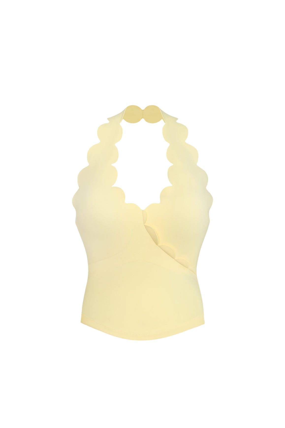 Riviera Scallop Halter Bra Tank | Lemon | WISKII Active