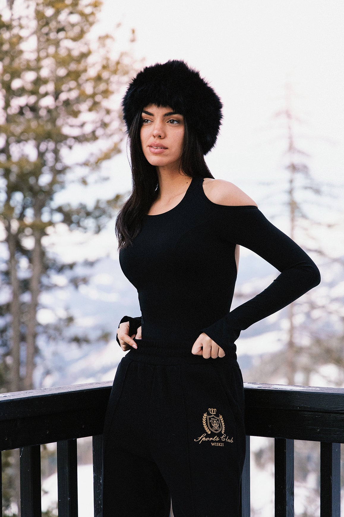 Model wears a Classic Retro Warm Jogger | WISKII Active | Color black