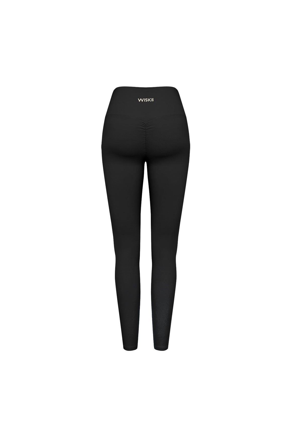 Black V-Waist Scrunch Legging by WISKII, showcasing a flattering fit and stylish design for activewear.