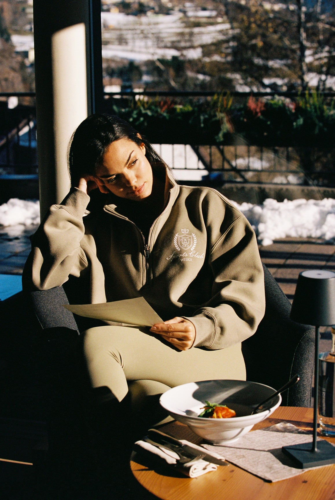 Retro warm half-zip polo sweatshirt in a cozy loungewear style by WISKII, featuring a classic design and soft fabric.