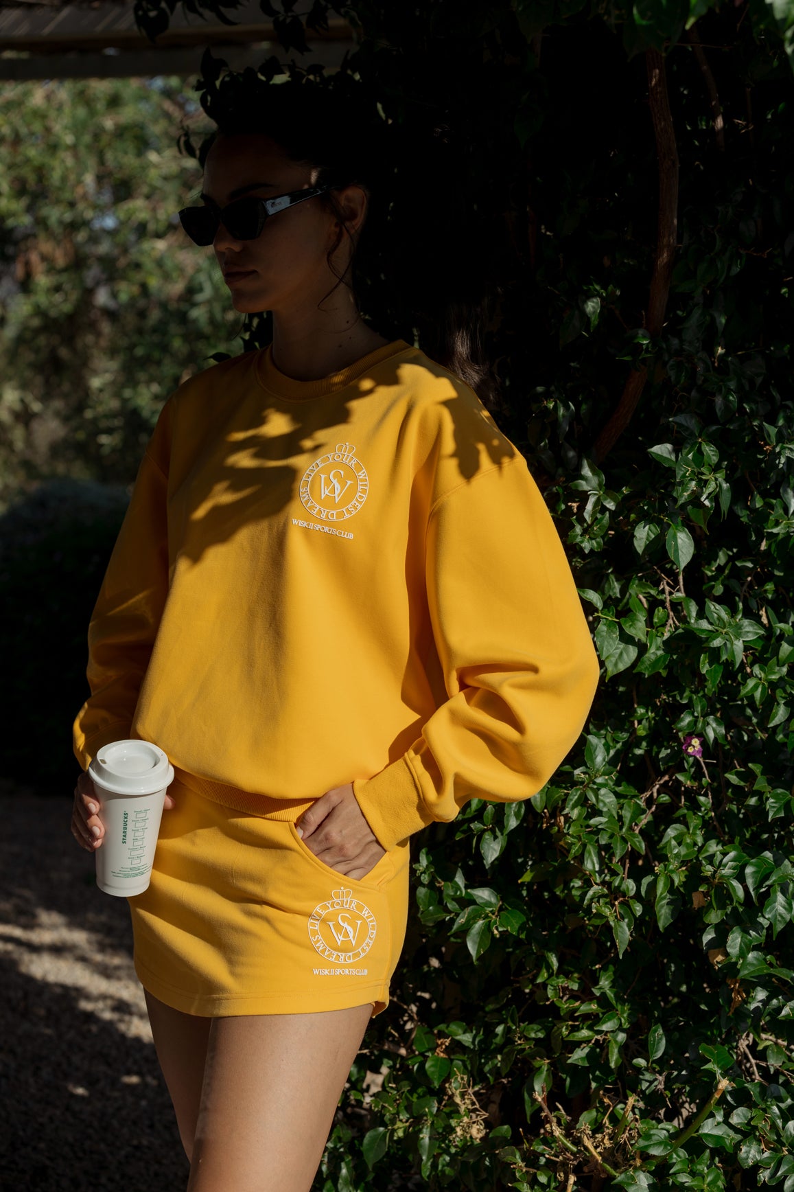 WISKII flame orange Essential Crewneck Sweatshirt in size small, casual loungewear with a comfortable fit and soft fabric.