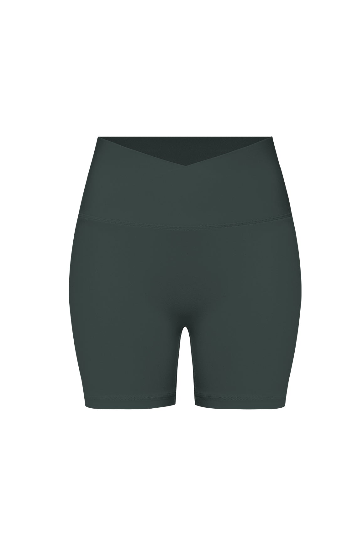 Ivory WISKII Riviera V-Waist Scrunch Shorts laid flat showing V-shaped waist and scrunch detail in soft fabric.