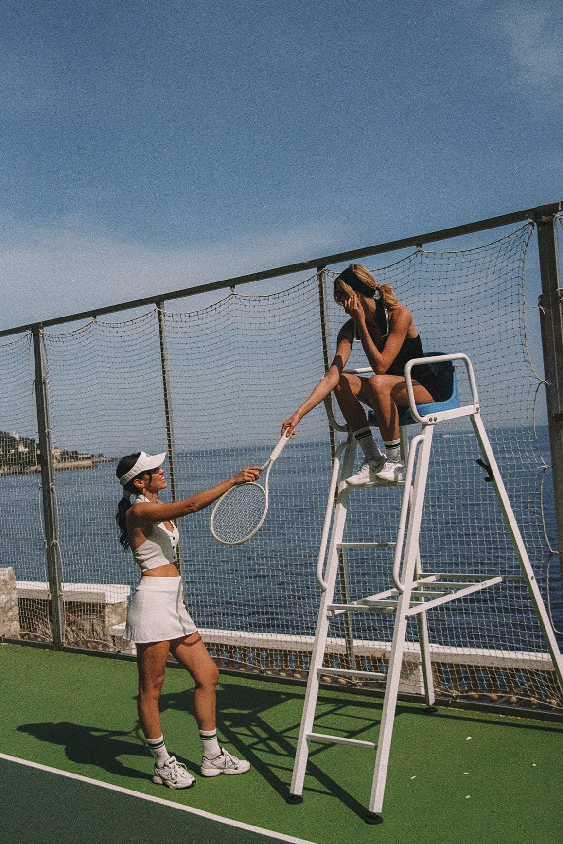 WISKII Riviera Jacquard Knit Polo Tank Top in white, featuring a textured jacquard knit design.