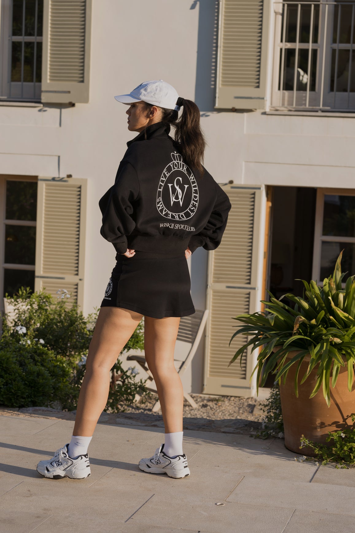 WISKII stylish ease mini sweat skirt in latte color, casual skirt made from soft, comfortable fabric for everyday wear.