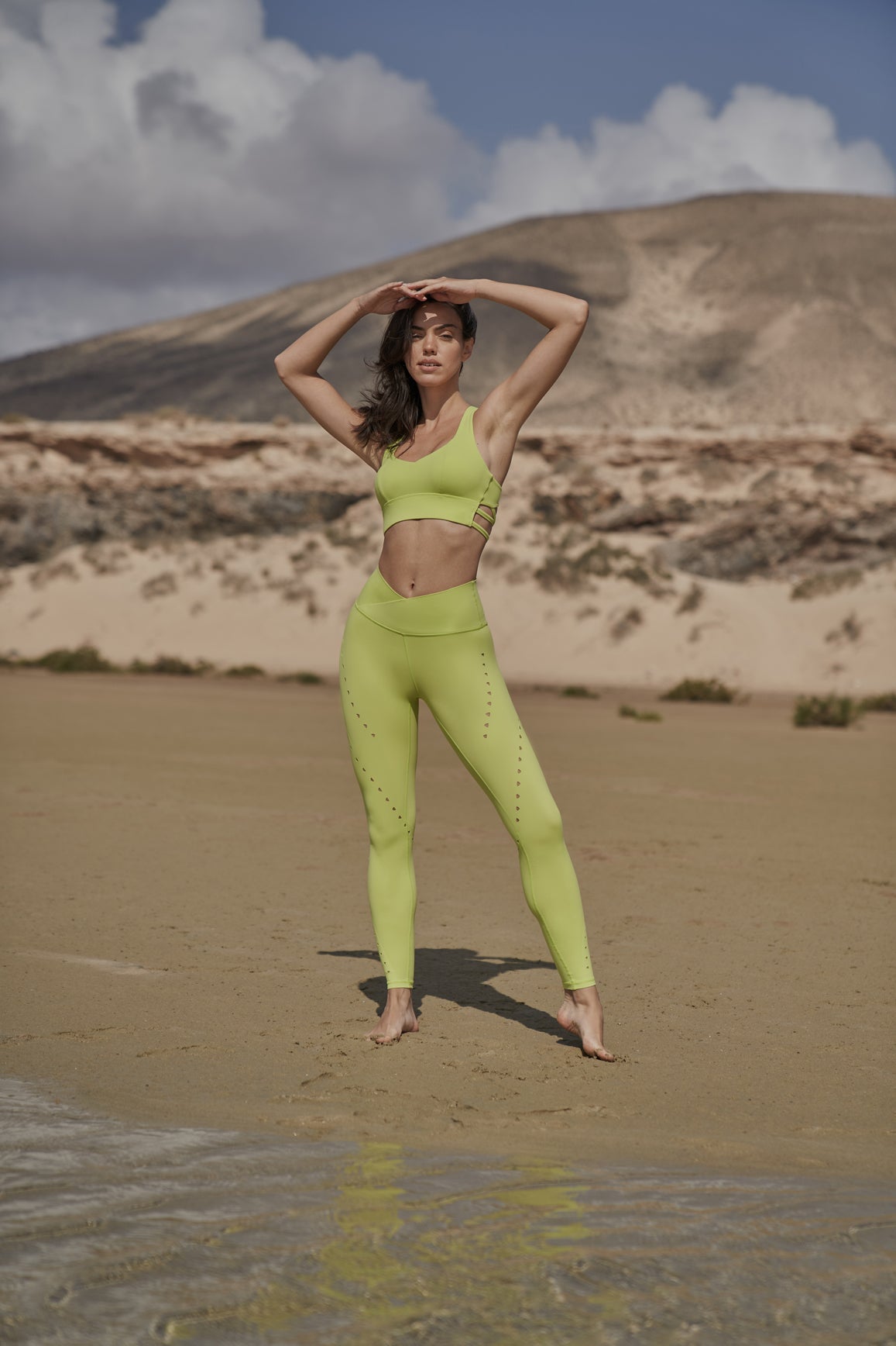 WISKII Sweetheart Bra Tank sports bra in bitter lime color, featuring a supportive design and sweetheart neckline for active wear.