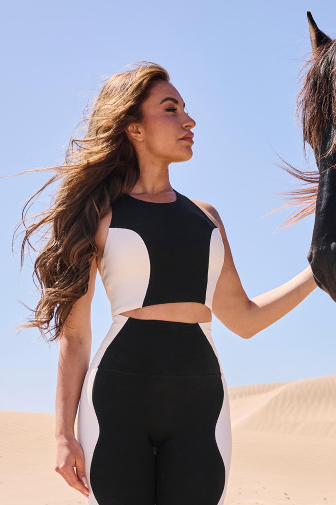Color-Block Racerback Sports Bra.