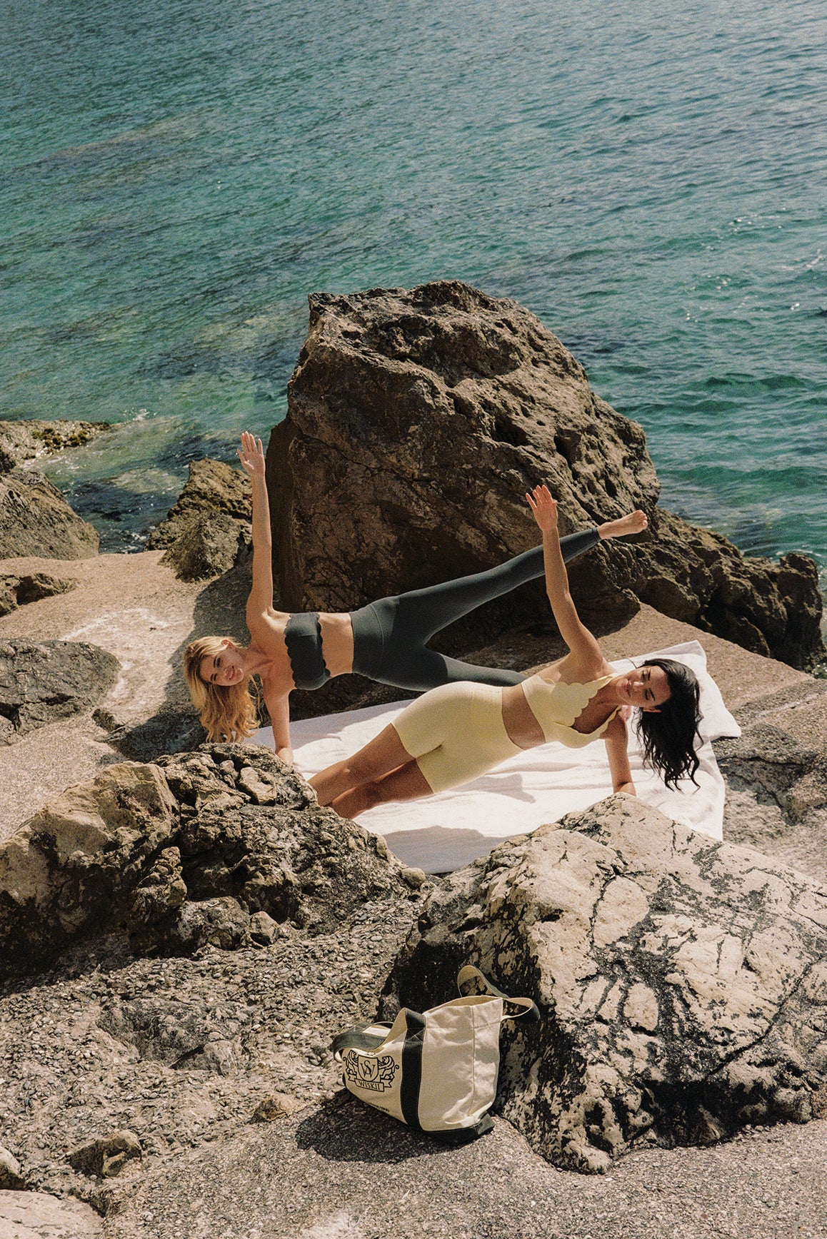 Model wears a V-Cut Scallop Halter Bra | Lemon Drop | WISKII Active