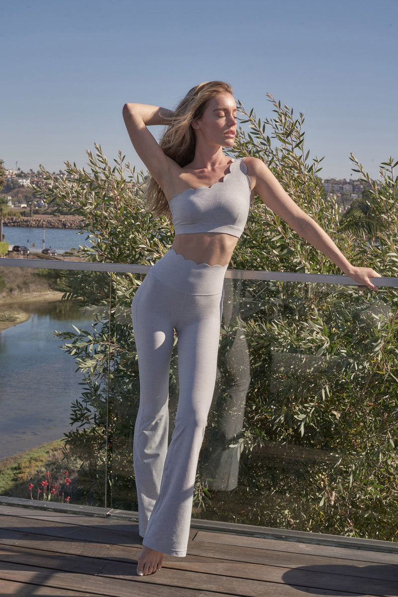 model wears WISKII high-waist flare leggings
