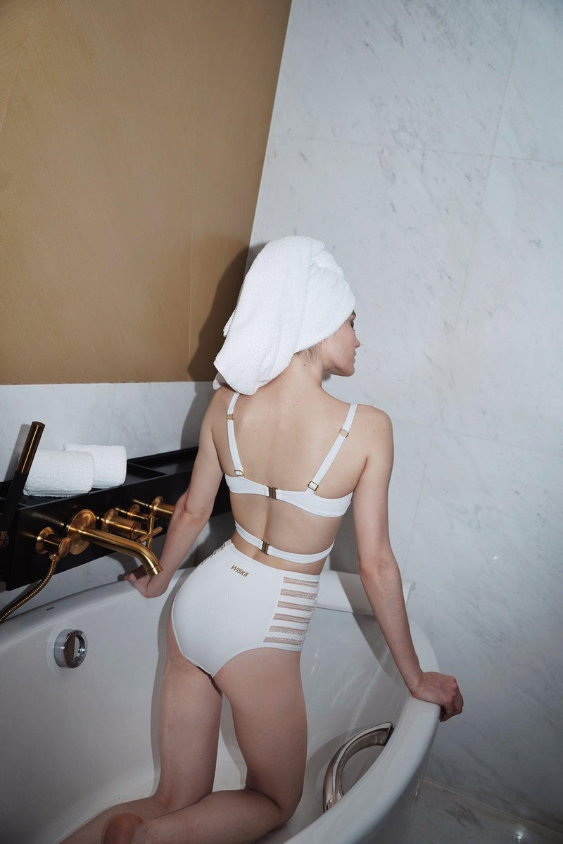 Wiskii Fantasy White Bikini Swimsuit - High leg cut &  Hollow design