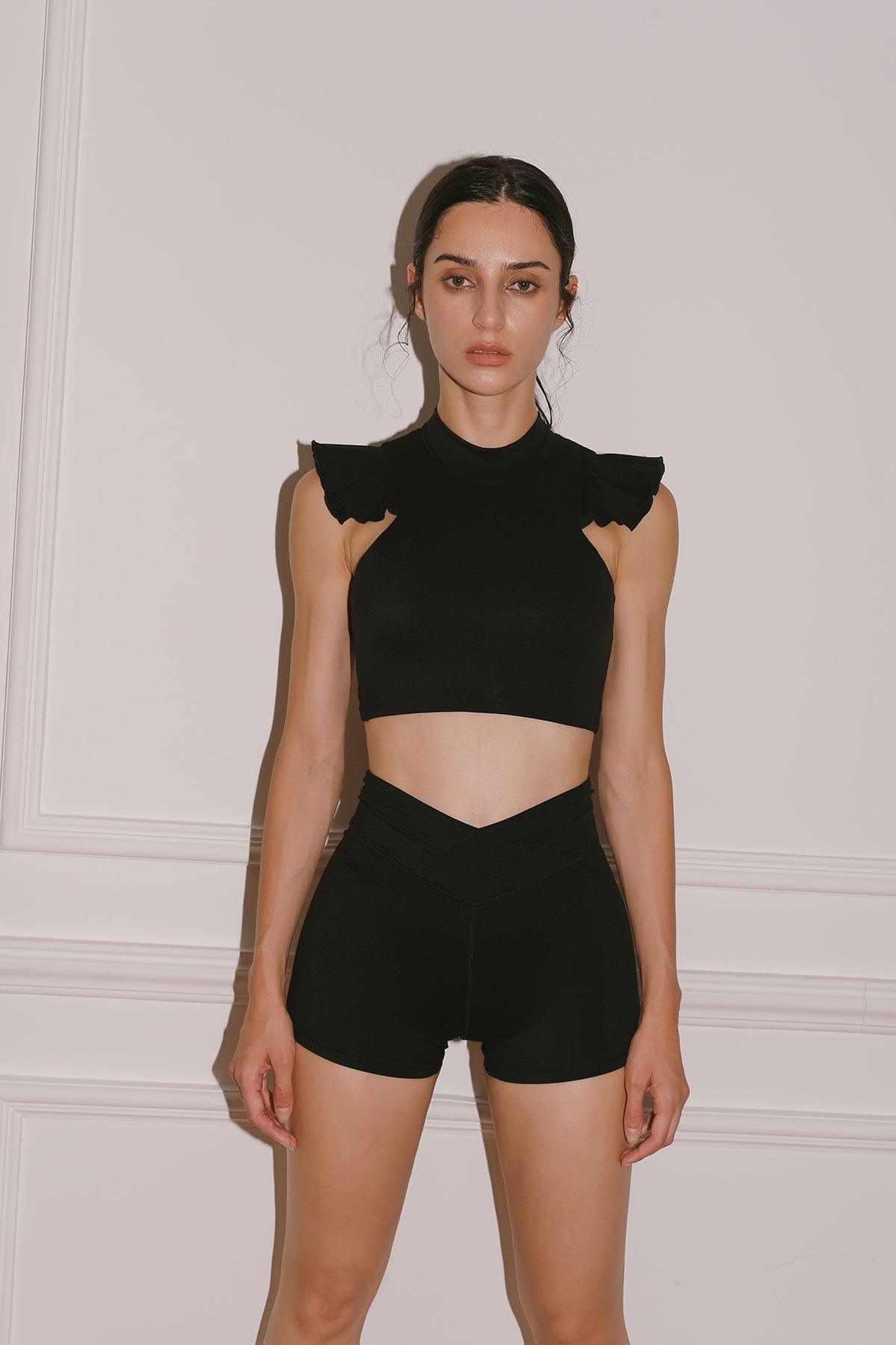 model wears a WISKII kiko biker shorts